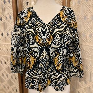 Cotton Briton Court Tiger Patterned Top